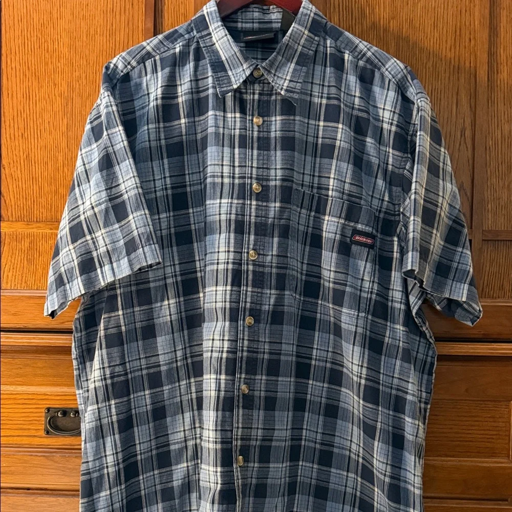 Dickies Casual Plaid Button Down Shirt Relaxed Fit Short Sleeve Lightweight - Picture 5 of 6